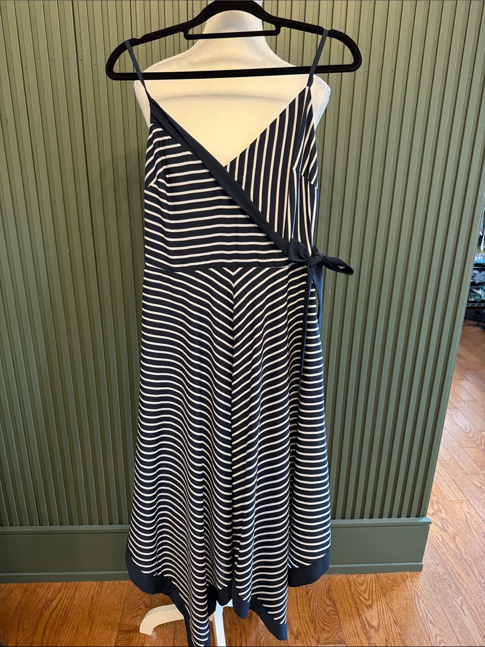Banana Republic Navy and White Striped Midi Dress